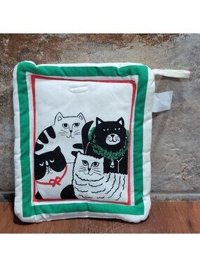 Vintage Christmas Four Cats Potholder Trivet